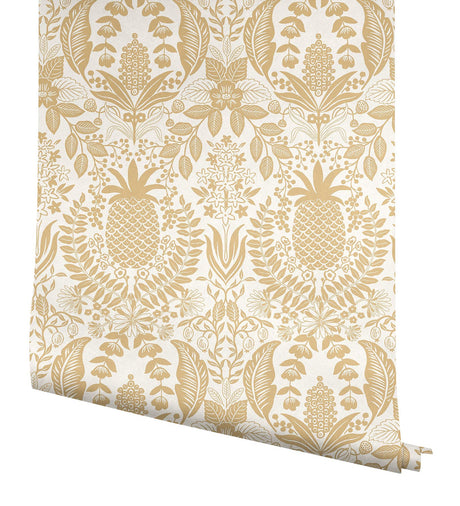 Rifle Paper Co. RF7486 Pineapple Damask Wallpaper - Eade's Wallpaper