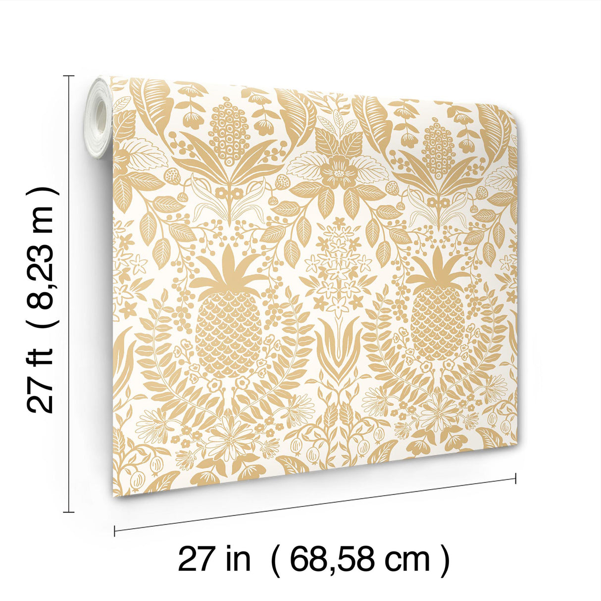 Rifle Paper Co. RF7482 Pineapple Damask Gold Wallpaper