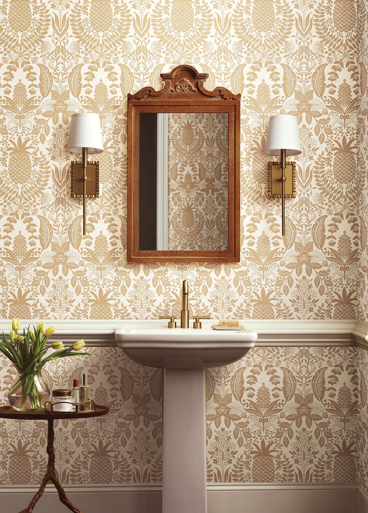 Rifle Paper Co. RF7485 Pineapple Damask Wallpaper - Eade's Wallpaper