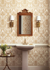Rifle Paper Co. RF7482 Pineapple Damask Gold Wallpaper