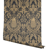 Rifle Paper Co. RF7483 Pineapple Damask Black Wallpaper