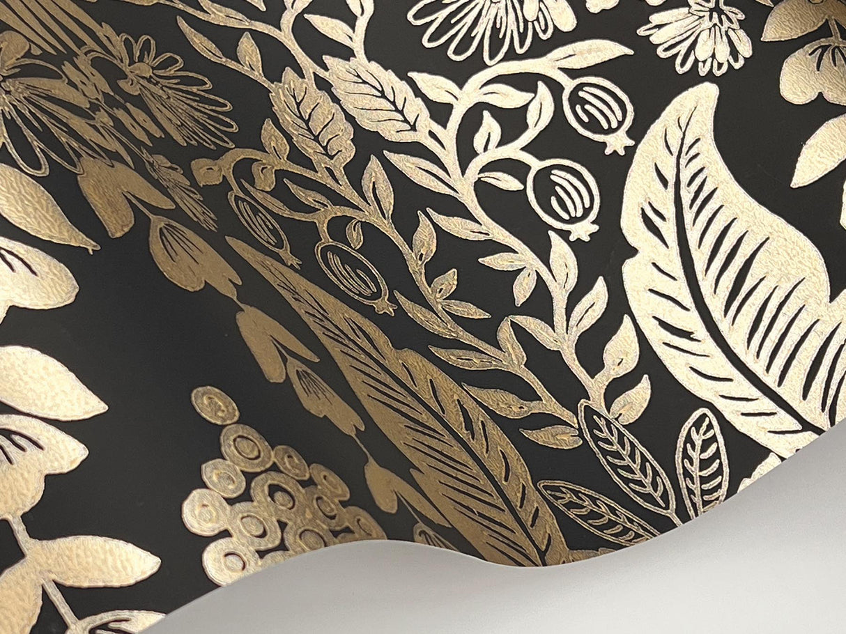 Rifle Paper Co. RF7483 Pineapple Damask Black Wallpaper
