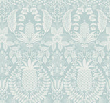 Rifle Paper Co. RF7484 Pineapple Damask Light Blue Wallpaper