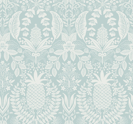 Rifle Paper Co. RF7484 Pineapple Damask Light Blue Wallpaper