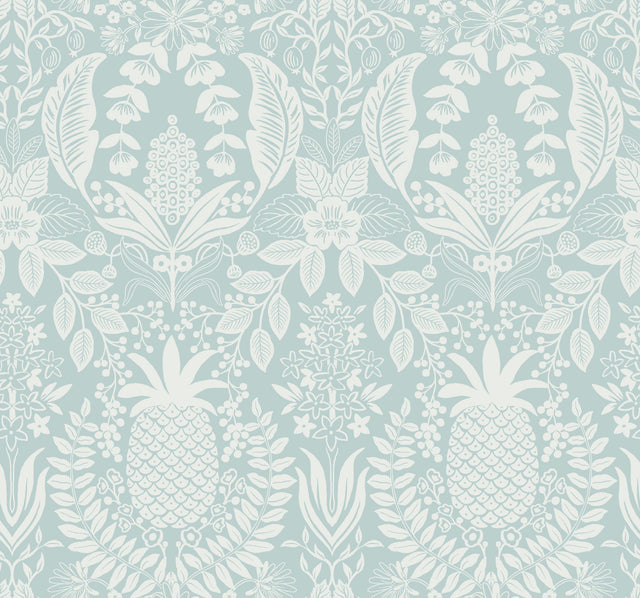 Rifle Paper Co. RF7484 Pineapple Damask Light Blue Wallpaper