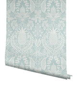 Rifle Paper Co. RF7484 Pineapple Damask Light Blue Wallpaper