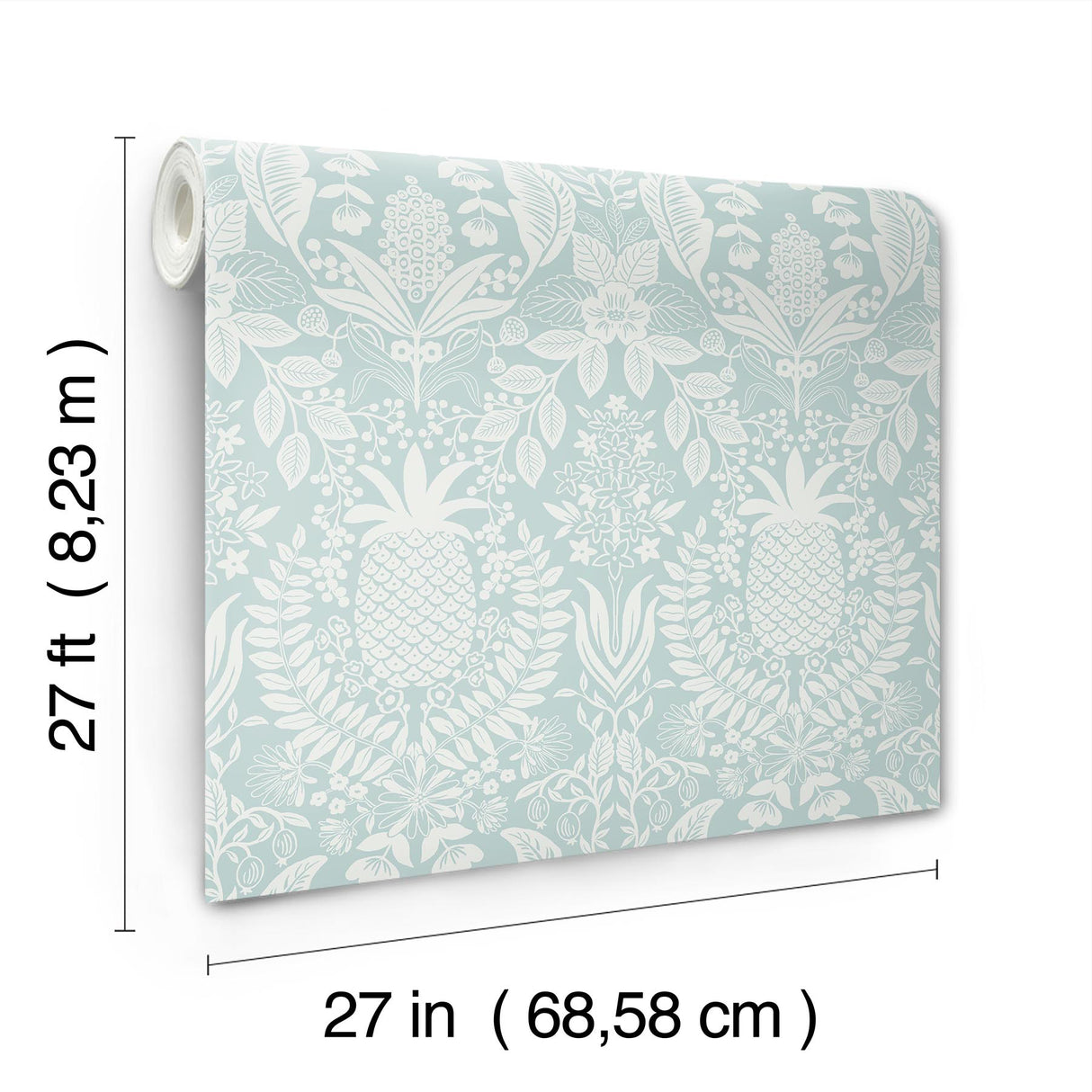 Rifle Paper Co. RF7484 Pineapple Damask Light Blue Wallpaper