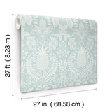 Rifle Paper Co. RF7484 Pineapple Damask Light Blue Wallpaper