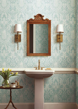 Rifle Paper Co. RF7484 Pineapple Damask Light Blue Wallpaper