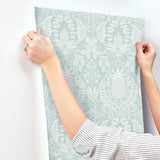 Rifle Paper Co. RF7484 Pineapple Damask Light Blue Wallpaper
