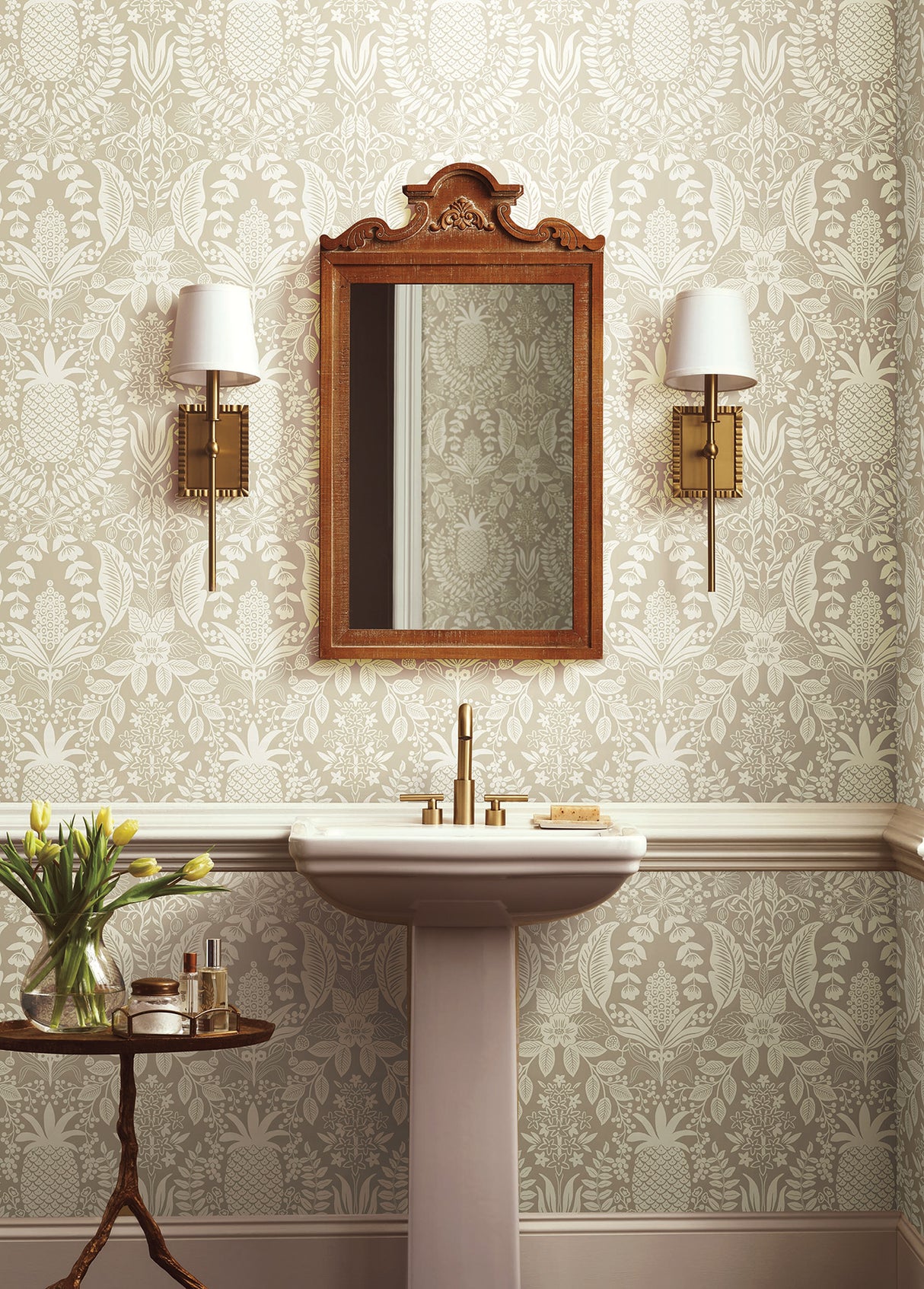 Rifle Paper Co. RF7485 Pineapple Damask Linen Wallpaper