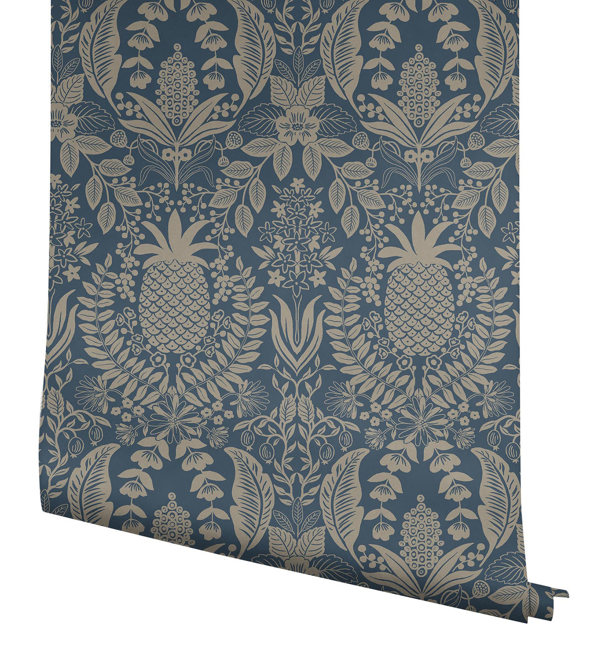 Rifle Paper Co. RF7486 Pineapple Damask Navy Wallpaper