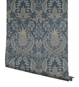 Rifle Paper Co. RF7486 Pineapple Damask Navy Wallpaper
