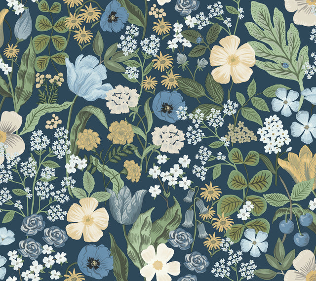 Rifle Paper Co. RF7494 Blossom Navy Wallpaper
