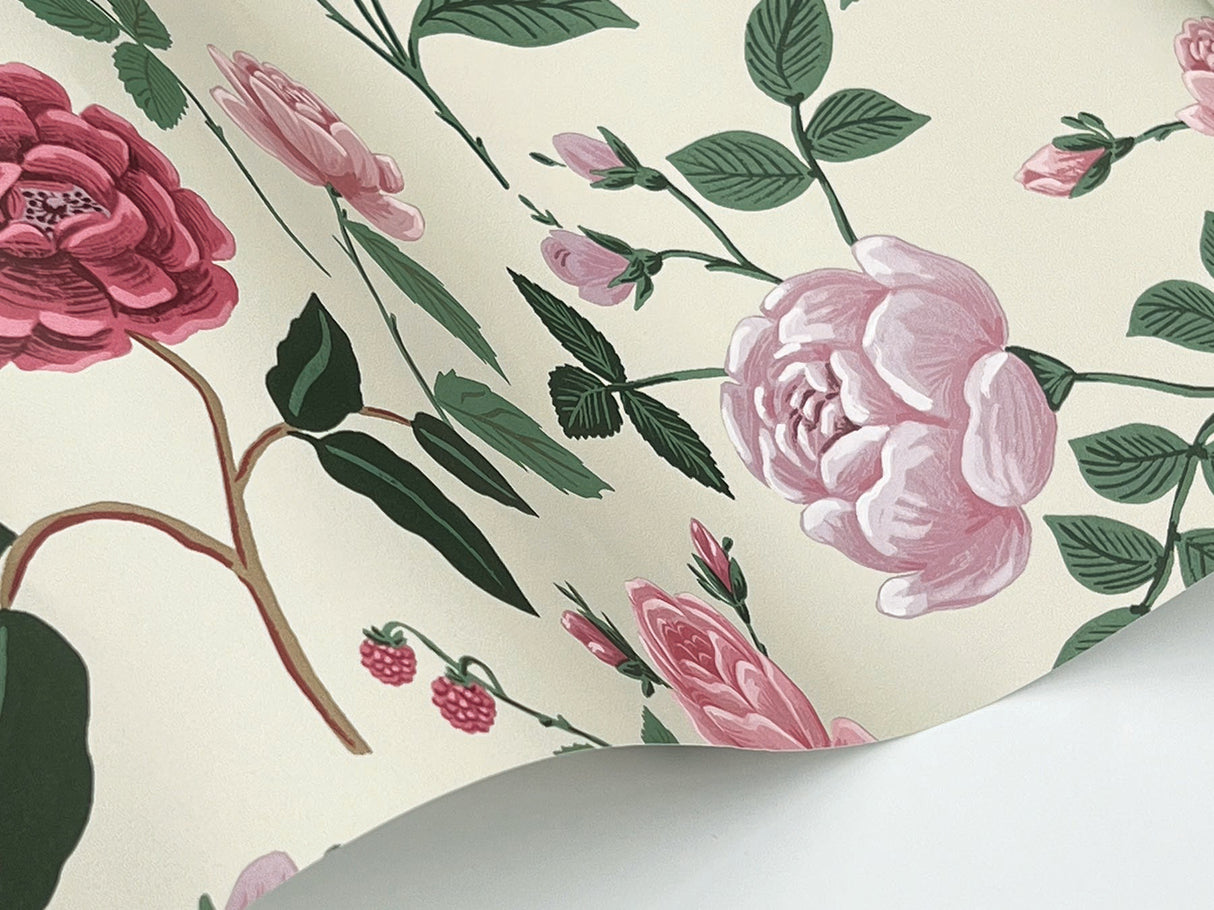 Rifle Paper Co. RF7541 Roses Linen Wallpaper