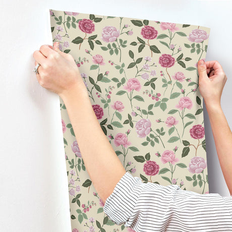 Rifle Paper Co. RF7541 Roses Linen Wallpaper