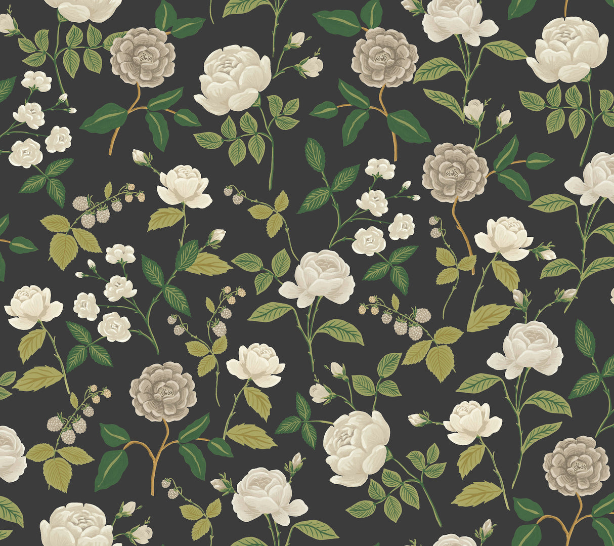 Rifle Paper Co. RF7542 Roses Black Wallpaper