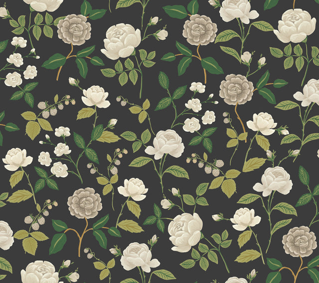 Rifle Paper Co. RF7542 Roses Black Wallpaper