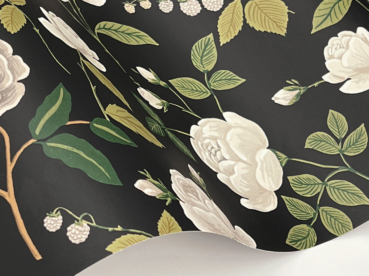Rifle Paper Co. RF7542 Roses Black Wallpaper