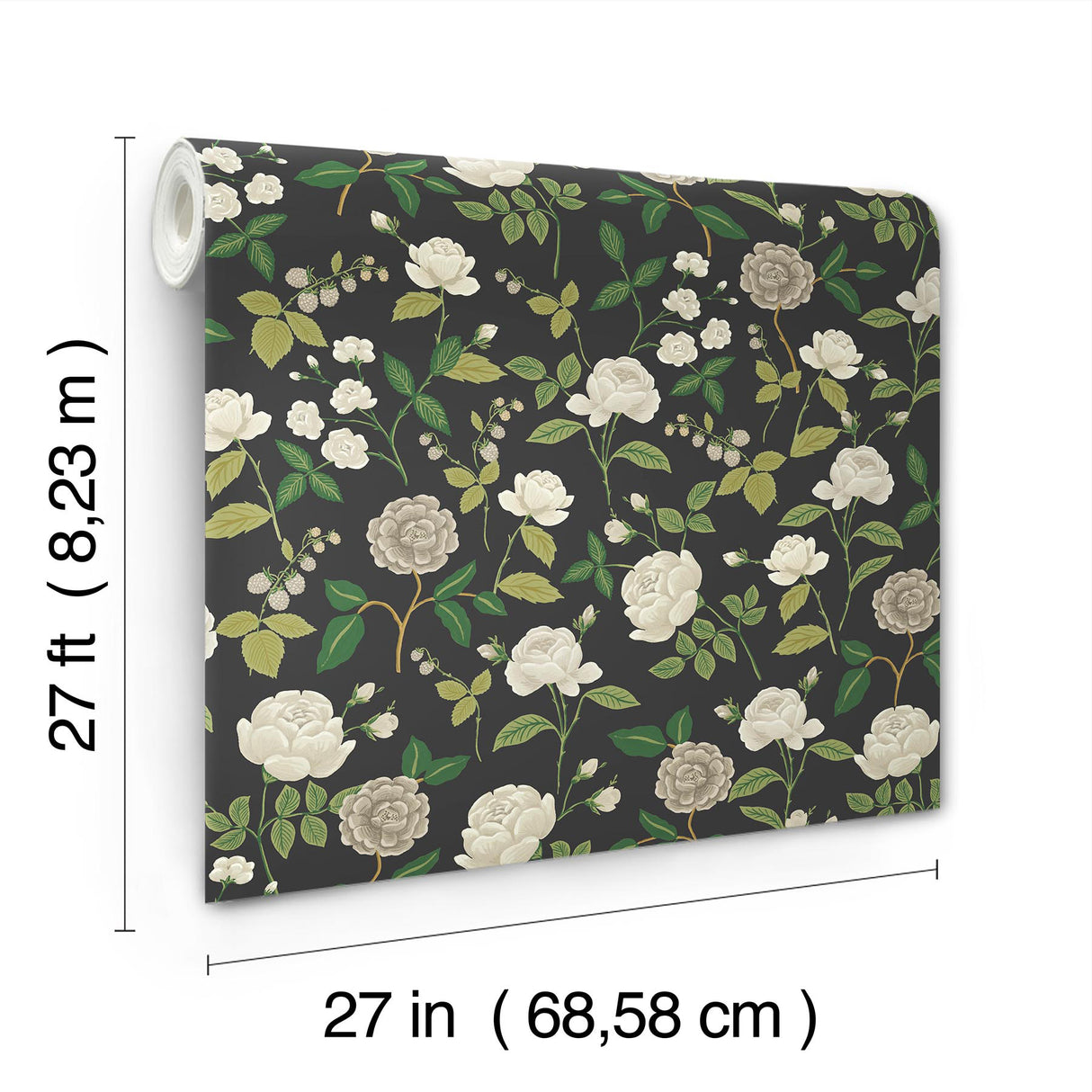 Rifle Paper Co. RF7542 Roses Black Wallpaper