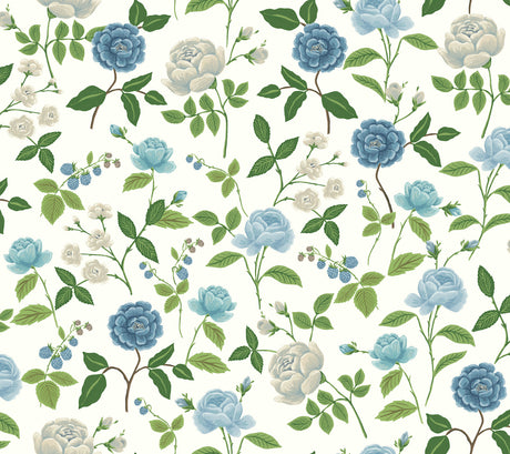 Rifle Paper Co. RF7543 Roses Blue Wallpaper
