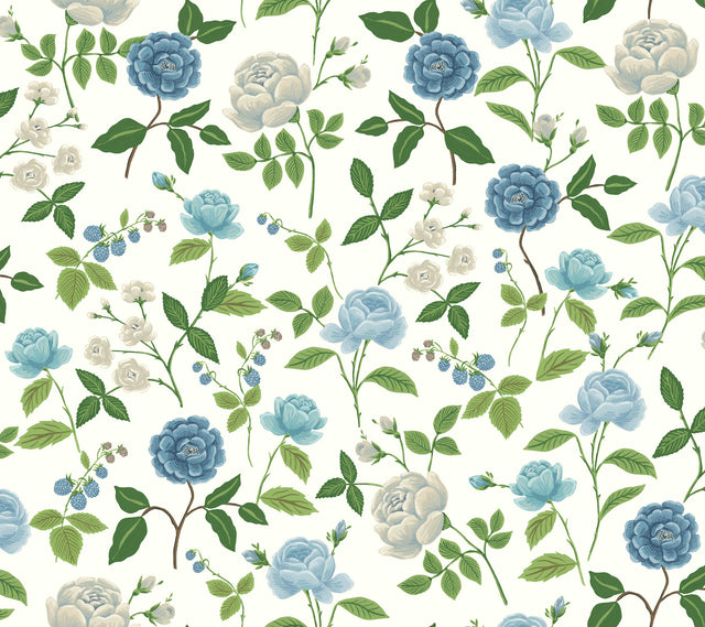 Rifle Paper Co. RF7543 Roses Blue Wallpaper