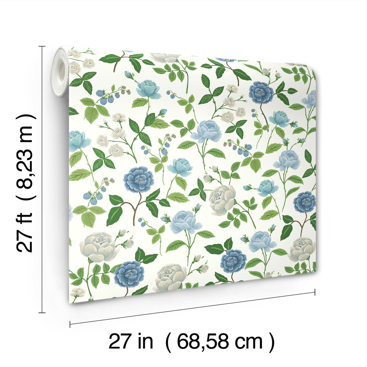 Rifle Paper Co. RF7543 Roses Blue Wallpaper
