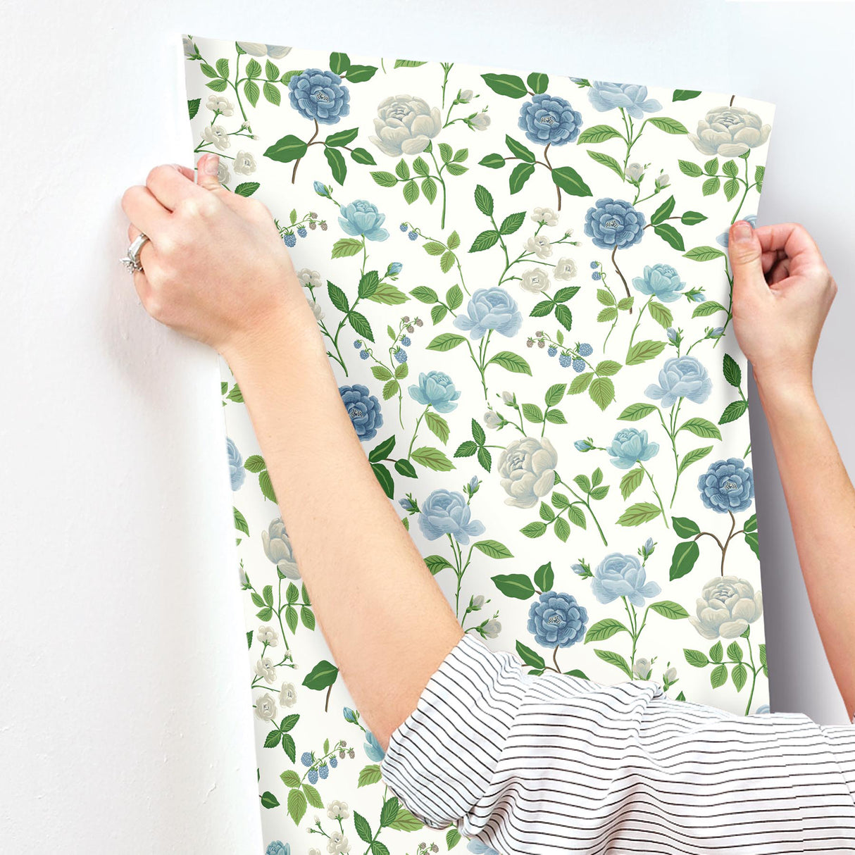 Rifle Paper Co. RF7543 Roses Blue Wallpaper