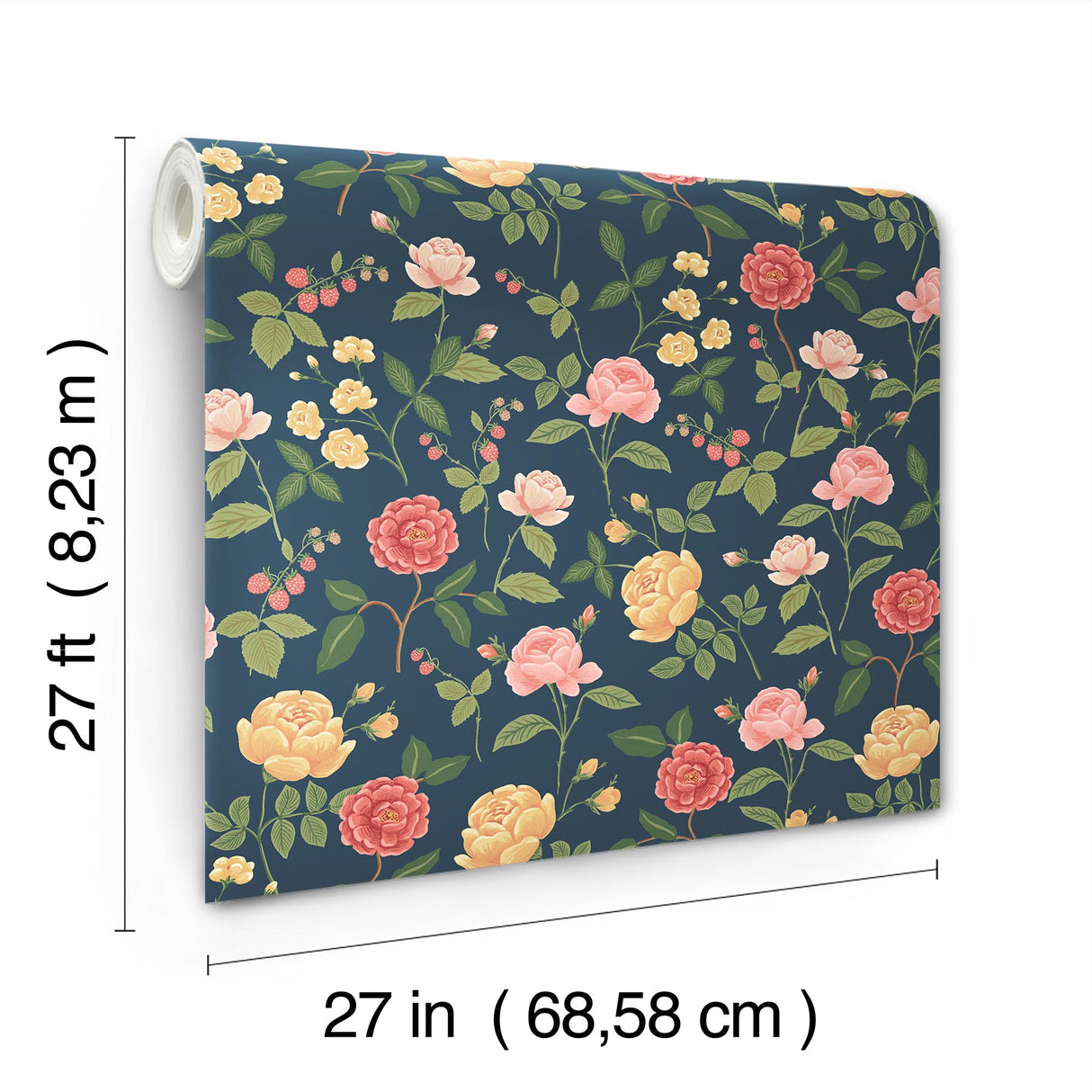 Rifle Paper Co. RF7544 Roses Navy Wallpaper