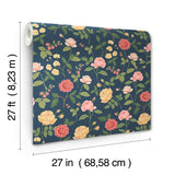 Rifle Paper Co. RF7544 Roses Navy Wallpaper