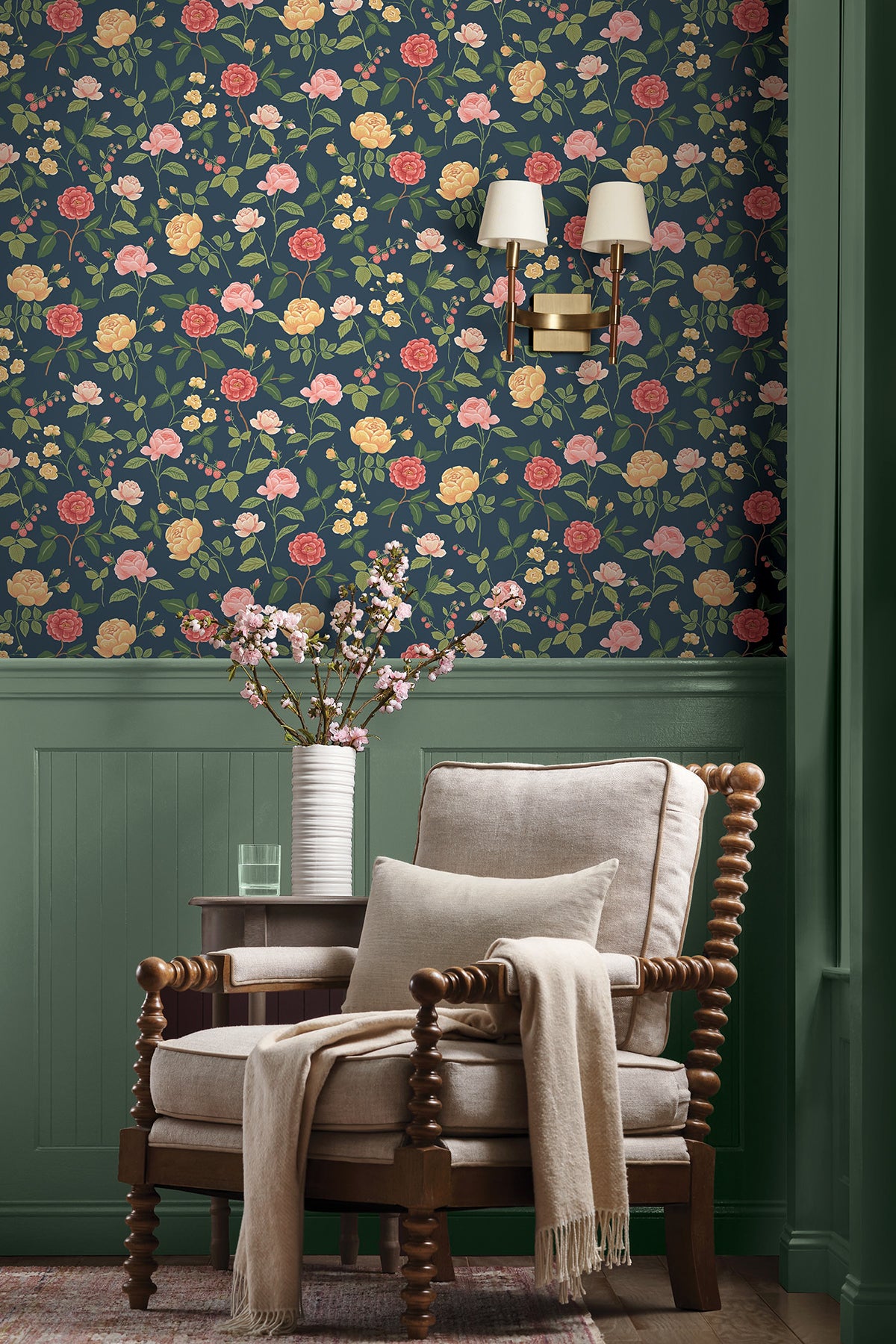 Rifle Paper Co. RF7544 Roses Navy Wallpaper