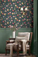 Rifle Paper Co. RF7544 Roses Navy Wallpaper