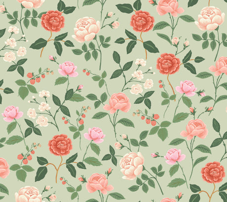 Rifle Paper Co. RF7545 Roses Mint Wallpaper