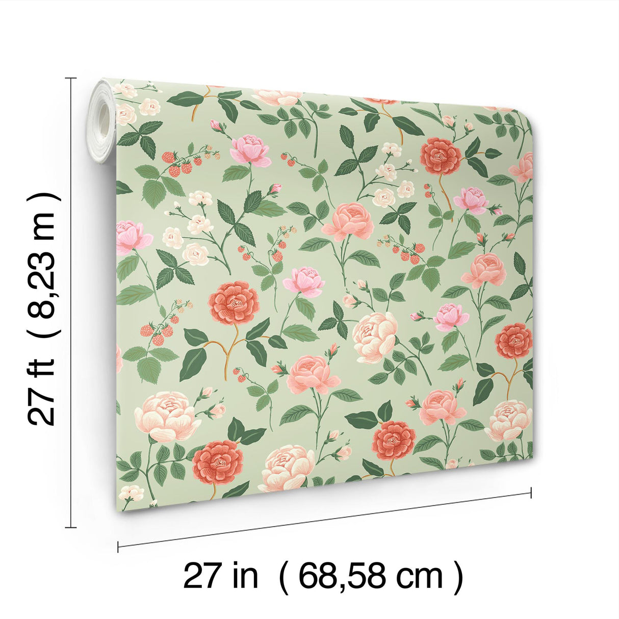 Rifle Paper Co. RF7545 Roses Mint Wallpaper