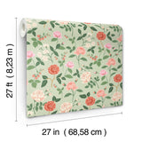 Rifle Paper Co. RF7545 Roses Mint Wallpaper