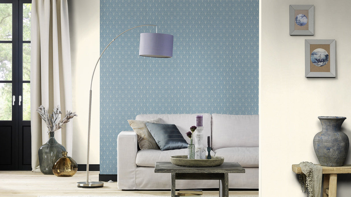 Rasch RH434057 Frankl Blue Geometric Wallpaper