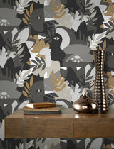 Rasch RH464849 Giacometti Grey Flora & Faces Wallpaper