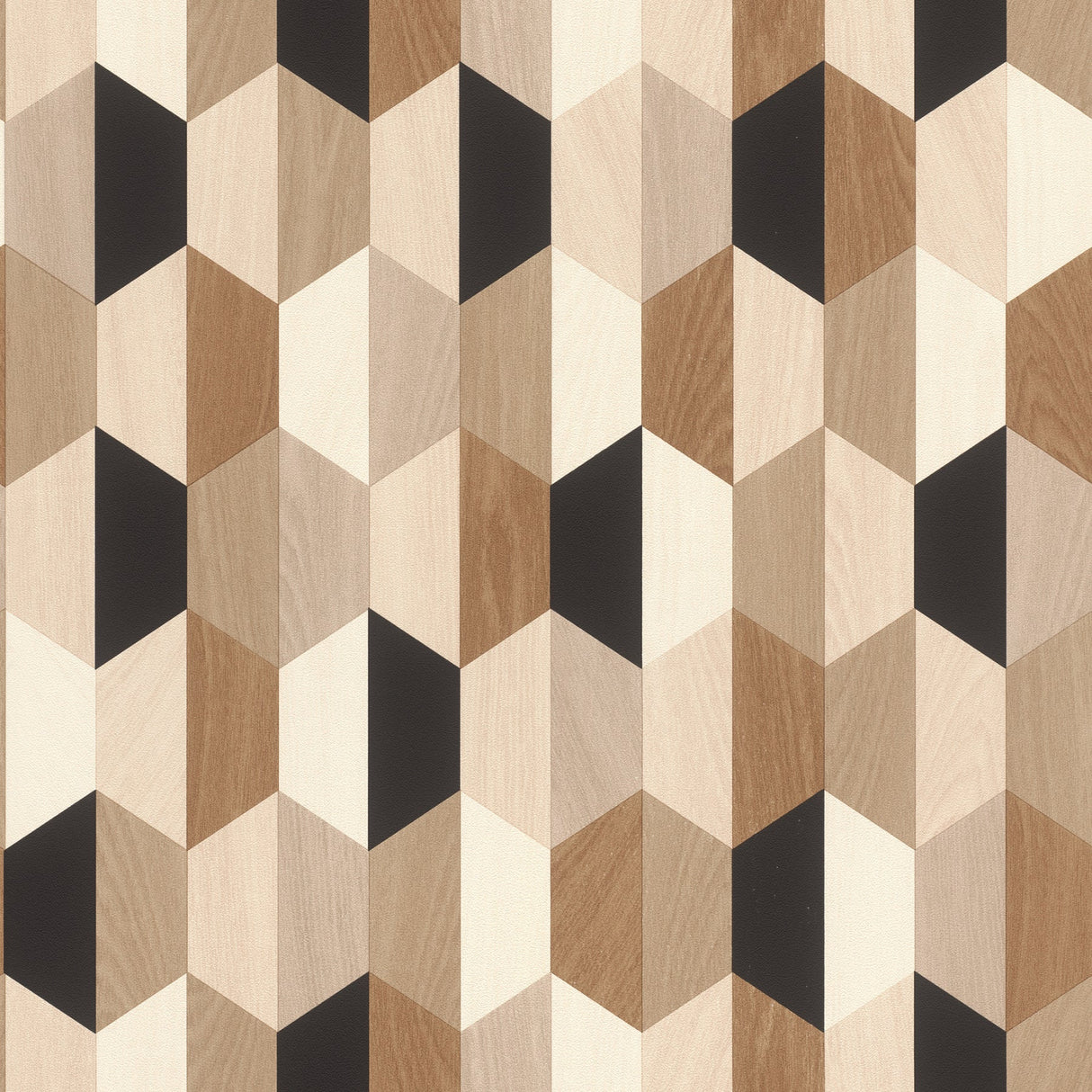 Rasch RH466300 Anthony Black Wooden Hexagon Wallpaper