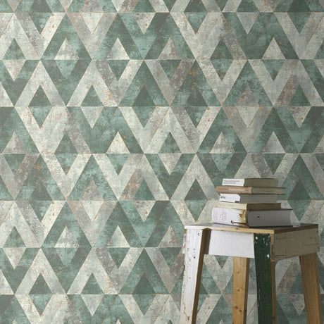 Rasch RH535501 Shikhar Teal Geometric Wallpaper