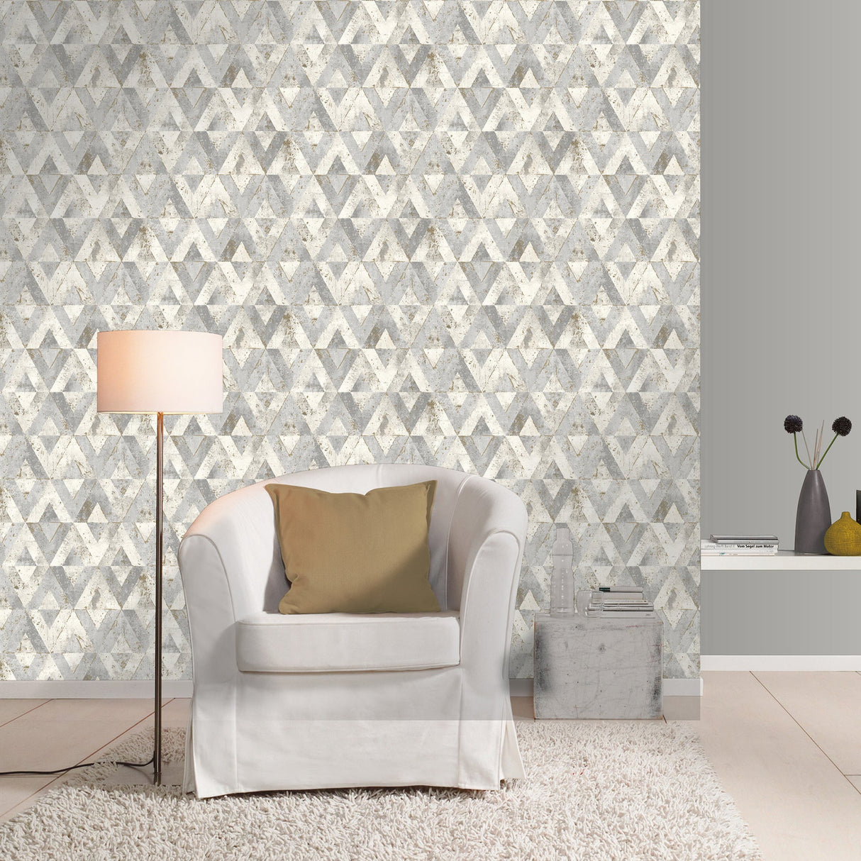 Rasch RH535518 Shikhar Silver Geometric Wallpaper