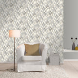 Rasch RH535518 Shikhar Silver Geometric Wallpaper