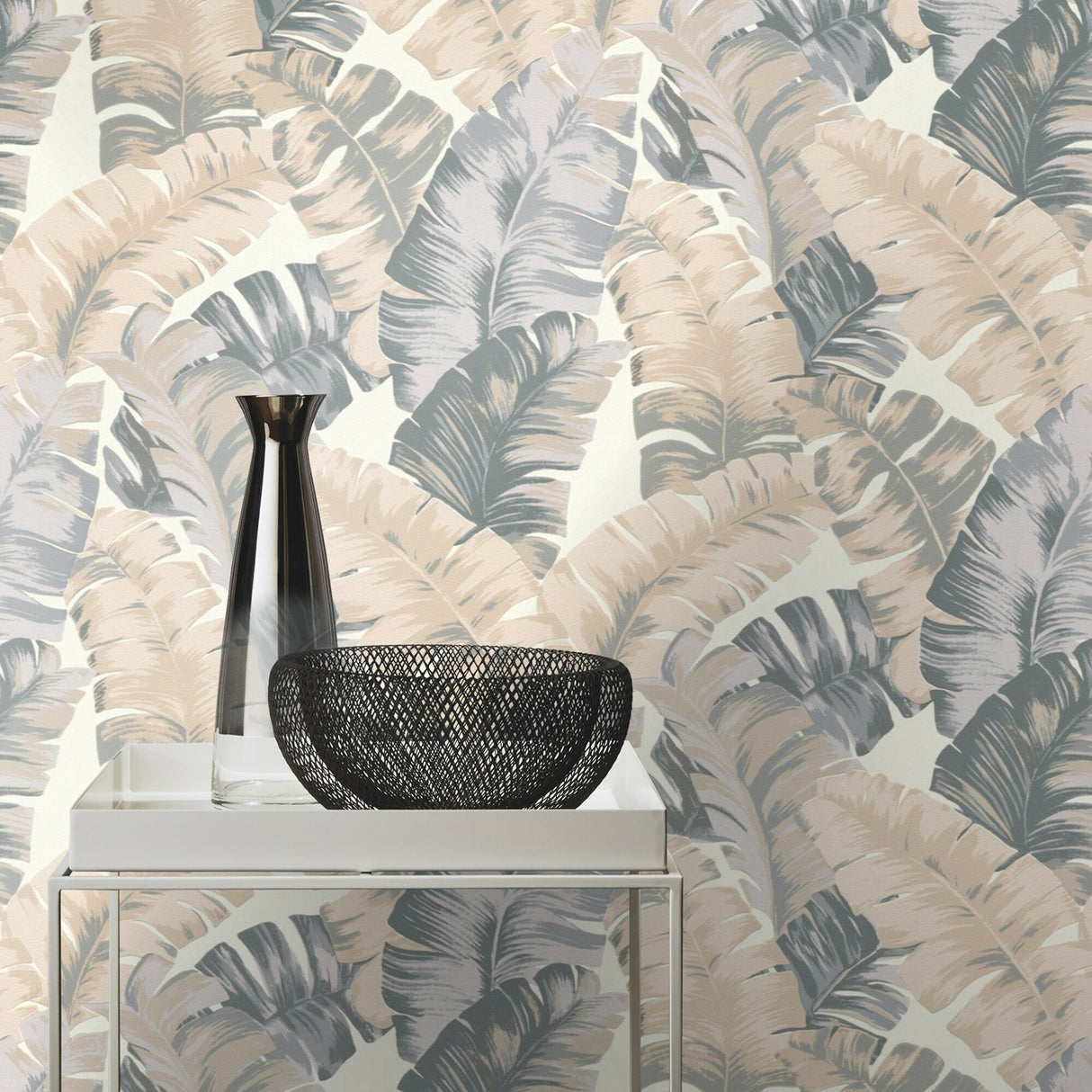 Rasch RH535617 Pisang Neutral Palm Leaf Wallpaper