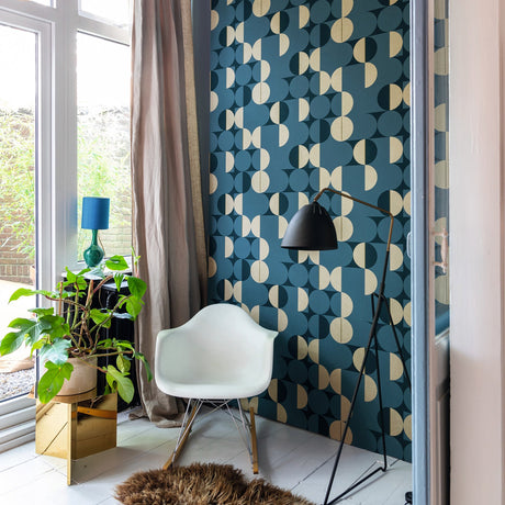 Rasch RH538069 Cakara Blue Geometric Wallpaper