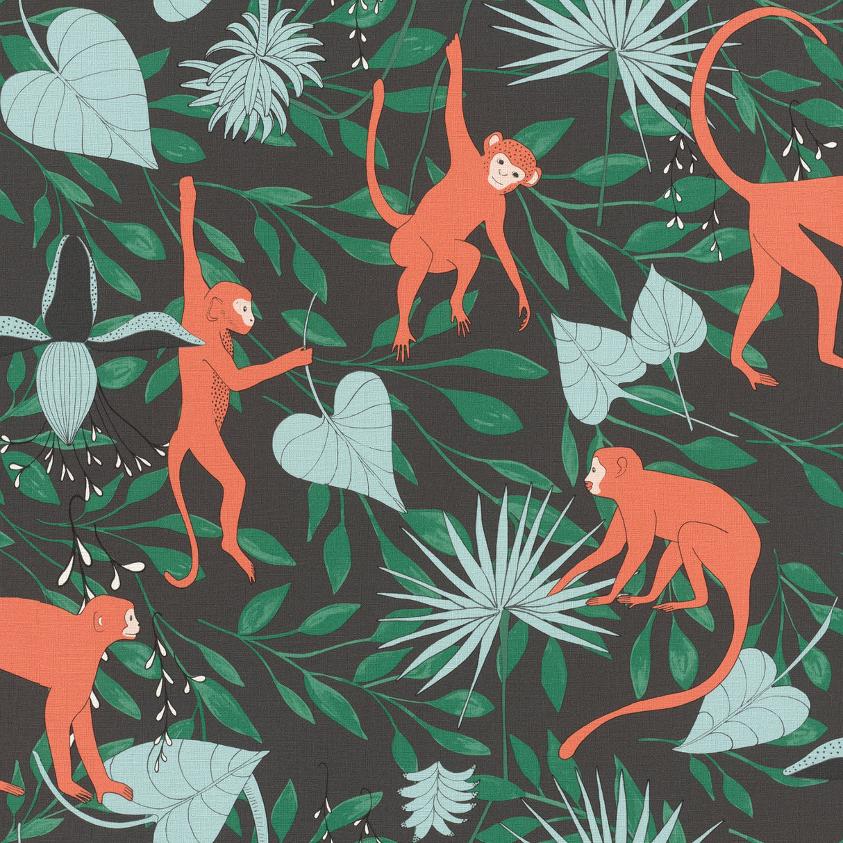 Rasch RH540147 Langur Black Monkey Troop Wallpaper