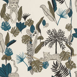 Rasch RH540345 Tadoba Blue Jaguar Grove Wallpaper