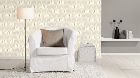 Rasch RH622331 Catteau Off-White Cube Wallpaper