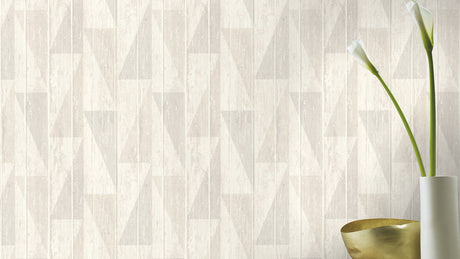 Rasch RH809107 Nilsson White Geometric Wood Wallpaper