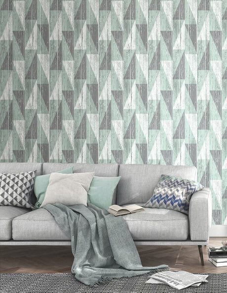 Rasch RH809114 Nilsson Sage Geometric Wood Wallpaper