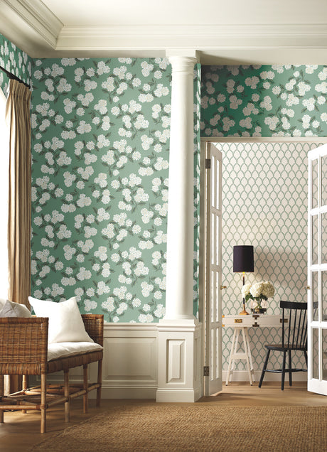 York RI5145 Hydrangea Jade Wallpaper