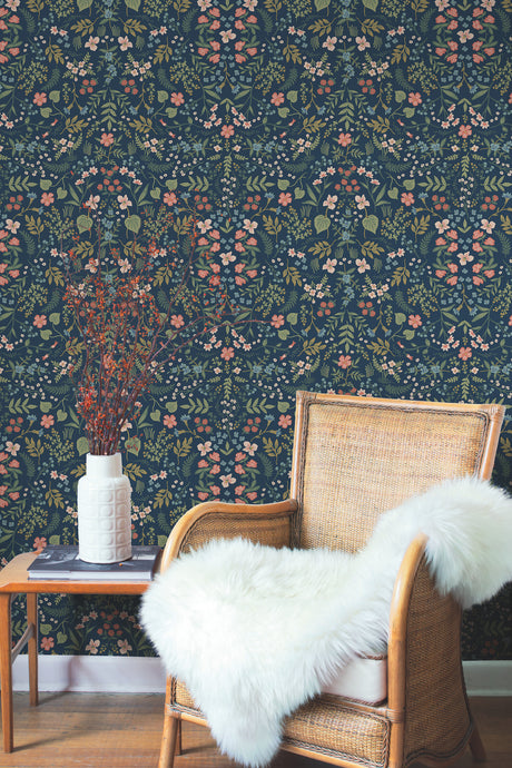 York RI5154 Wildwood Navy Wallpaper